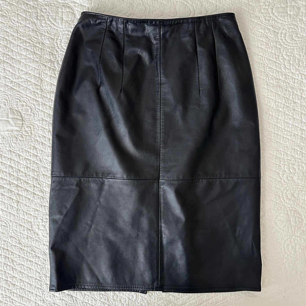 Vintage 80s Pia Rucci Black Leather Pencil Skirt Women’s - Picture 11 of 11
